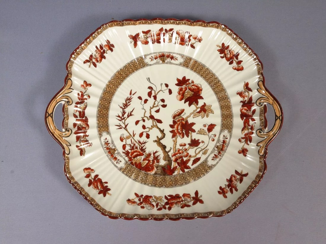 Copeland Spode Indian Tree Rust Orange Cake Sandwich Snack Tray Dish England (1 of 5)