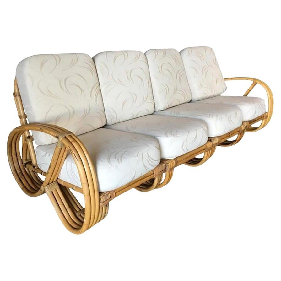Restored 3 Strand 3/4 Round Pretzel 4 Seat Sectional Sofa: About the Item Restored original Modernist 3 strand 3/4 Round Pretzel 4 Seat Sectional Sofa with an open and partially relaxed reclined seat back. 1950, United States We only purchase and sell only th