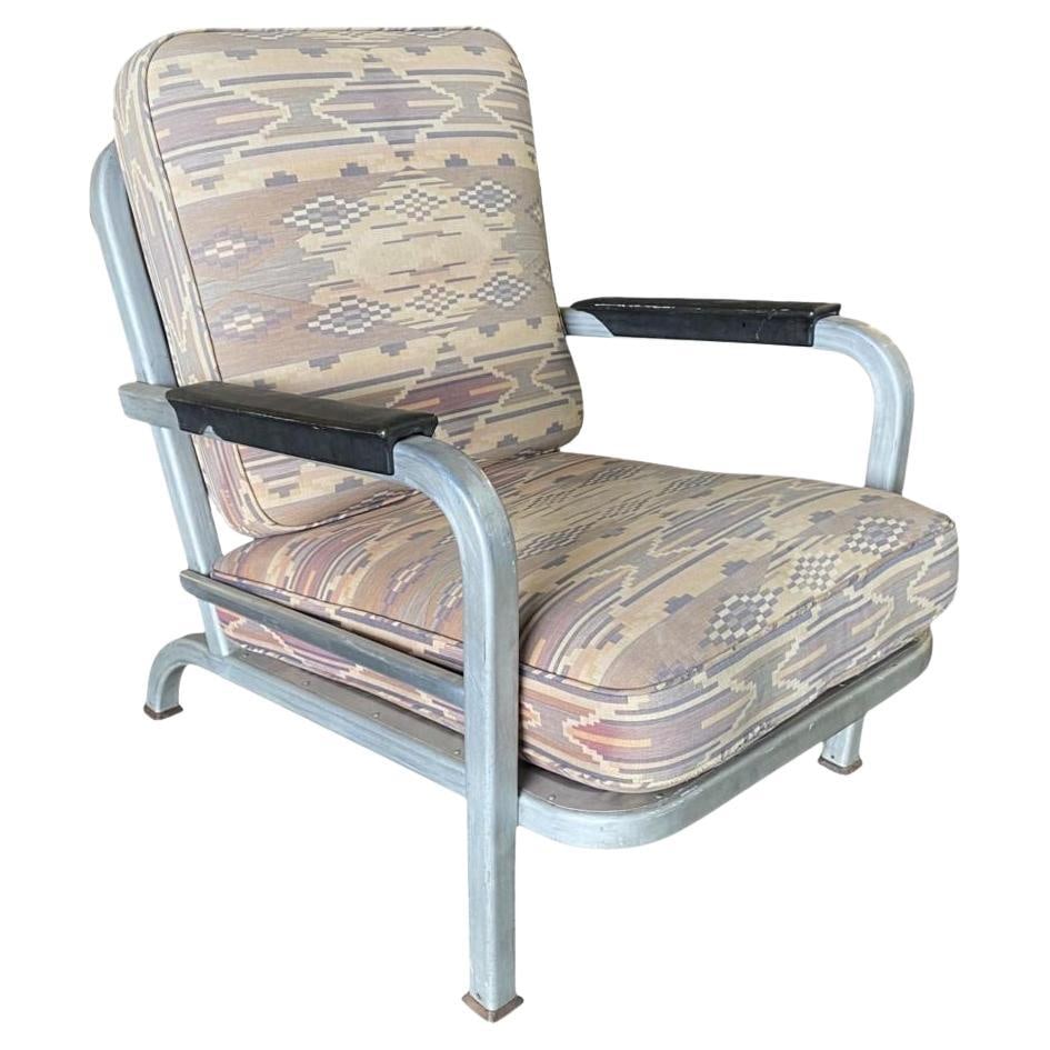 1930s Machine Age Streamline Aluminum Tubular Lounge Club Chair: About the Item Machine Age Streamline aluminum club chair with padded seats and original resin armrests. 1930, United States Custom cushions using C.O.M. (Customers Own Material) are included in the p