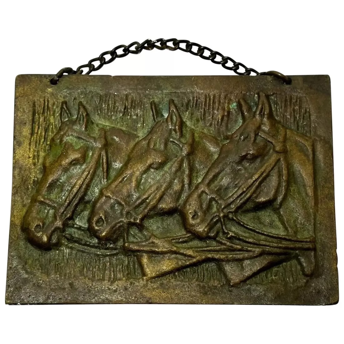 Small British Art Deco Bronze 3 Bay Hunter Equine Horses Together Wall Sculpture: Small British Art Deco Bronze 3 Bay Hunter Equine Horses Together Wall Sculpture 1 Fine Small British Antique Art Deco Bronze Plaque of 3 Sporting Bay Hunter Equine Horses Together Wall Sculpture. Tit