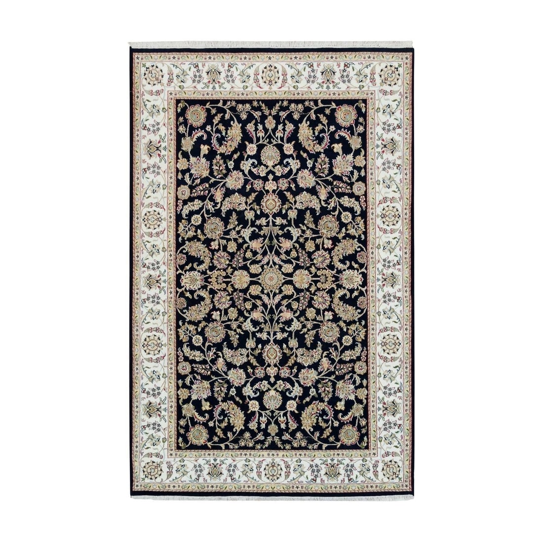 Midnight Blue, Hand ,Knotted Nain Design, 250 KPSI Pure Wool Rug (1 of 10)