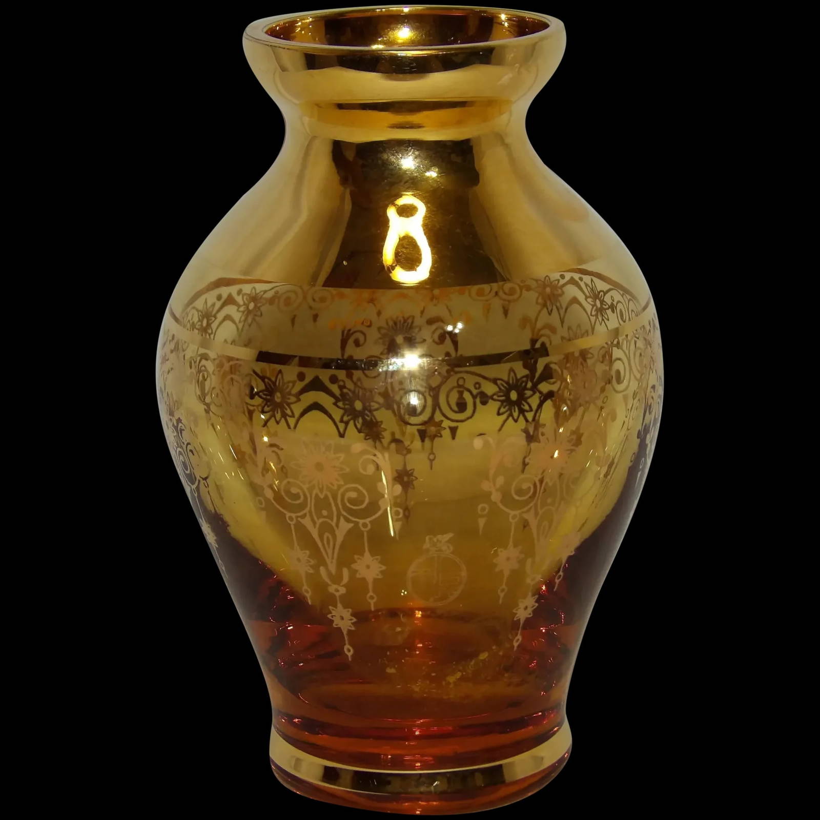 Vintage Ferro & Lazzarini Italian Murano Art Glass Gold Vase Auction