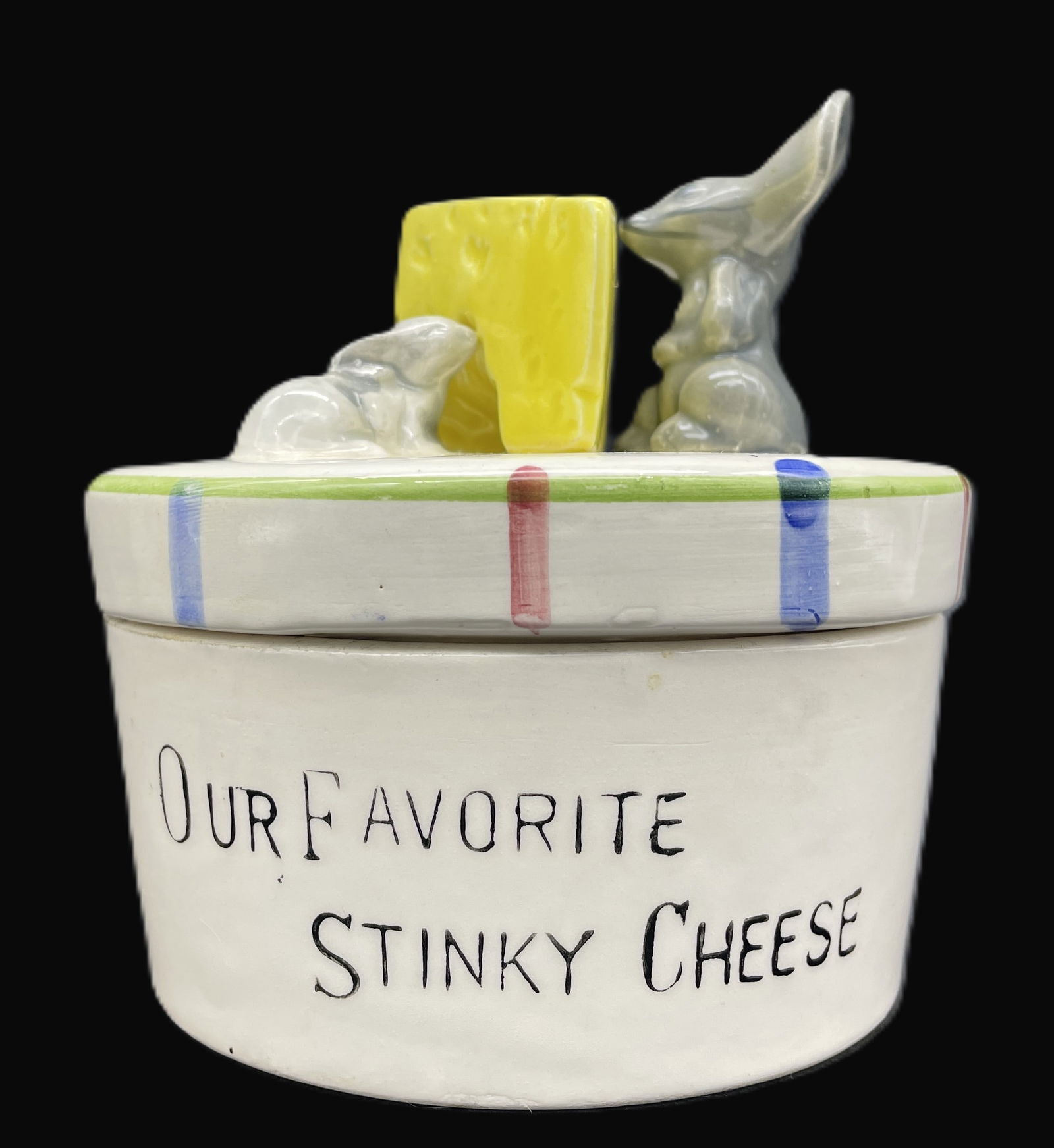 1950's Stinky Cheese Bowl Porcelain Ceramic Trinket Dish Mouse Japan (1 of 8)