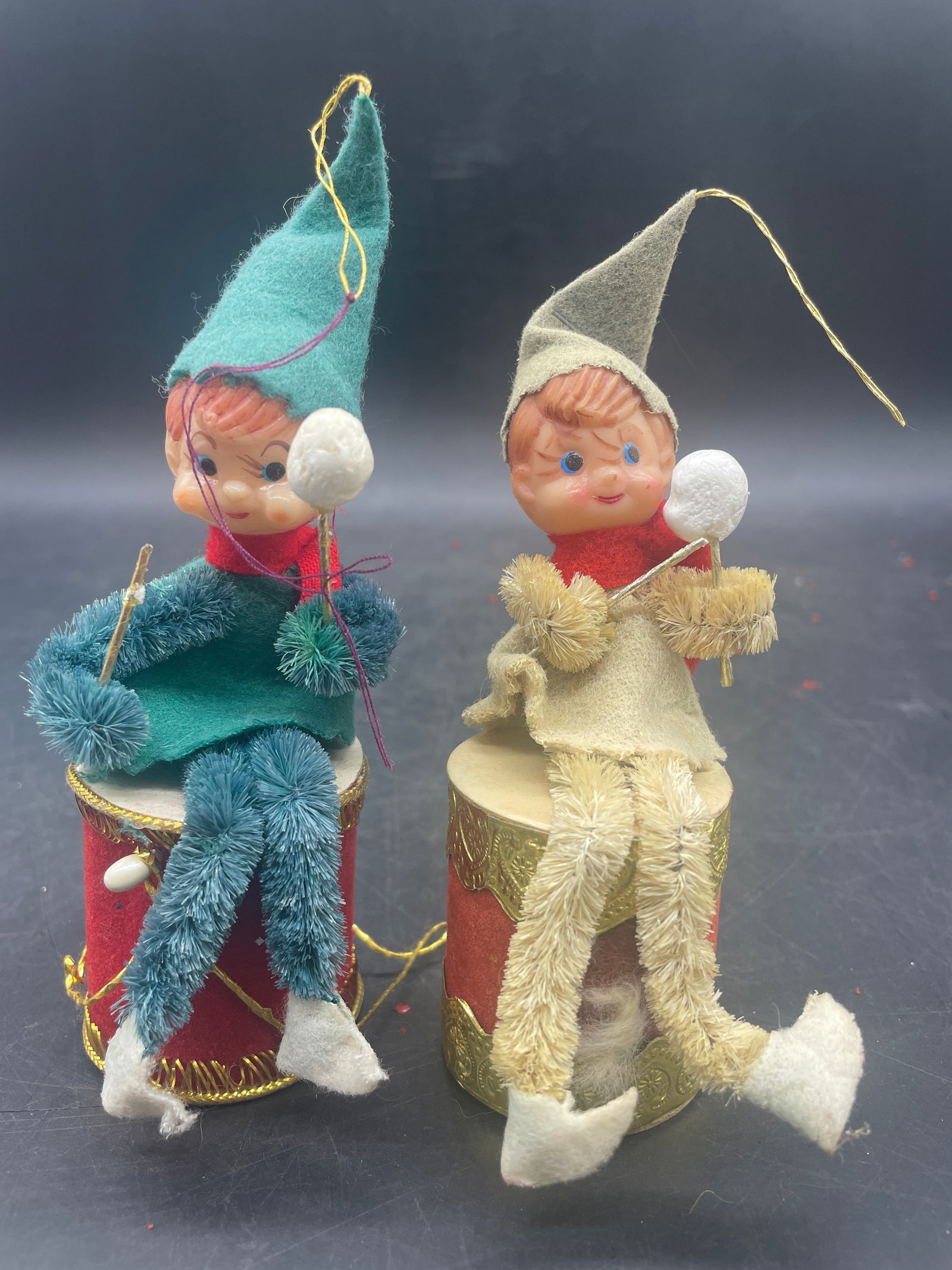 Pair of Vintage Elf on a Drum Christmas Ornament (1 of 7)