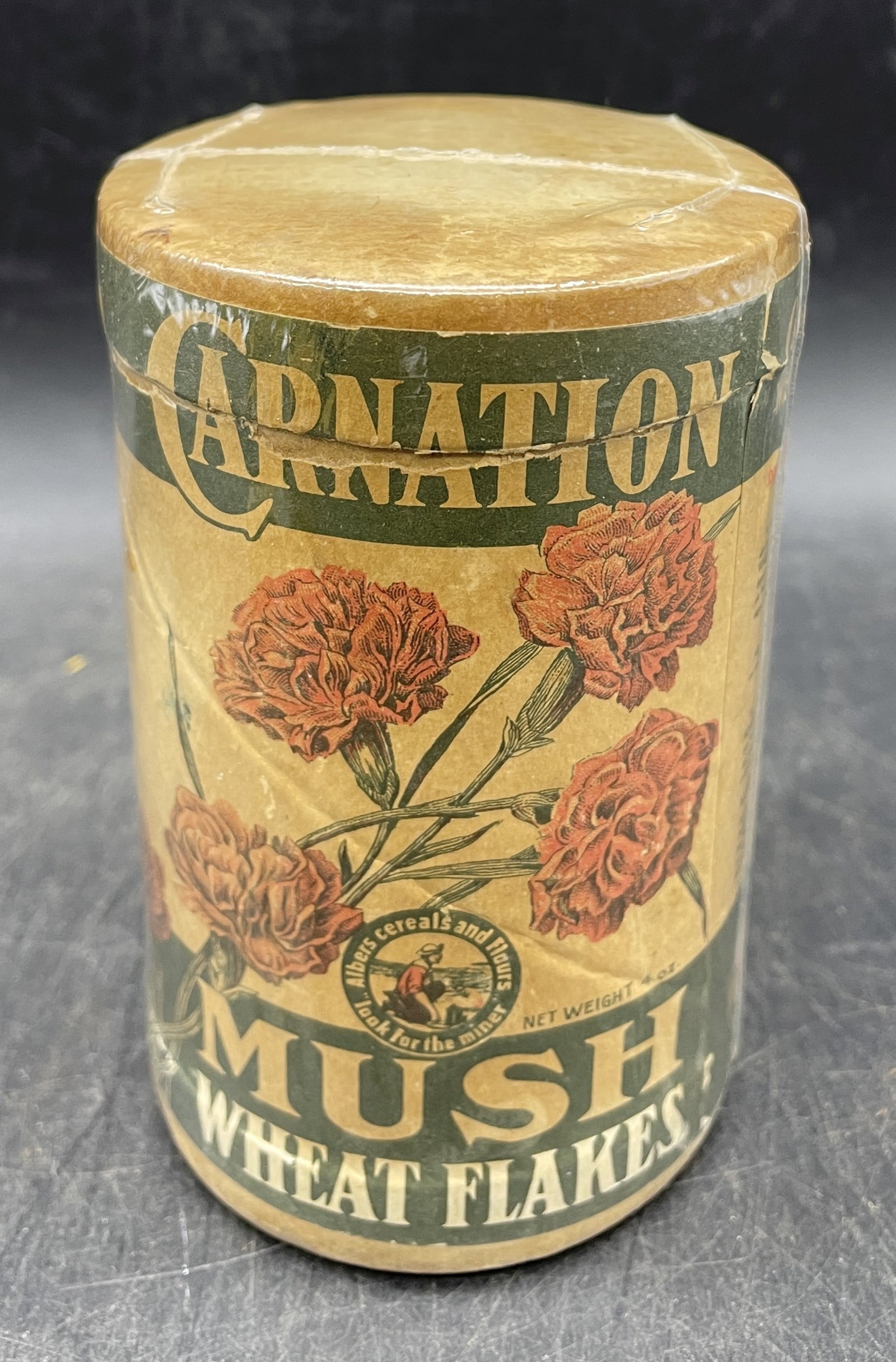 RARE ANTIQUE ALBERS CARNATION MUSH WHEAT CEREAL BOX GREAT GRAPHICS! (1 of 8)