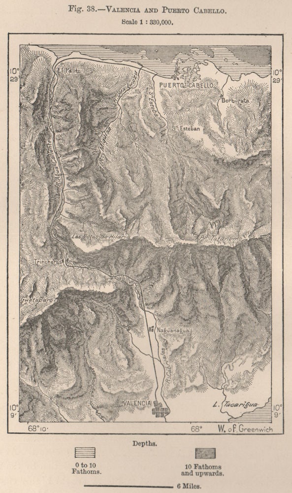 Valencia and Puerto Cabello. Venezuela 1885 old antique vintage map plan chart (1 of 1)
