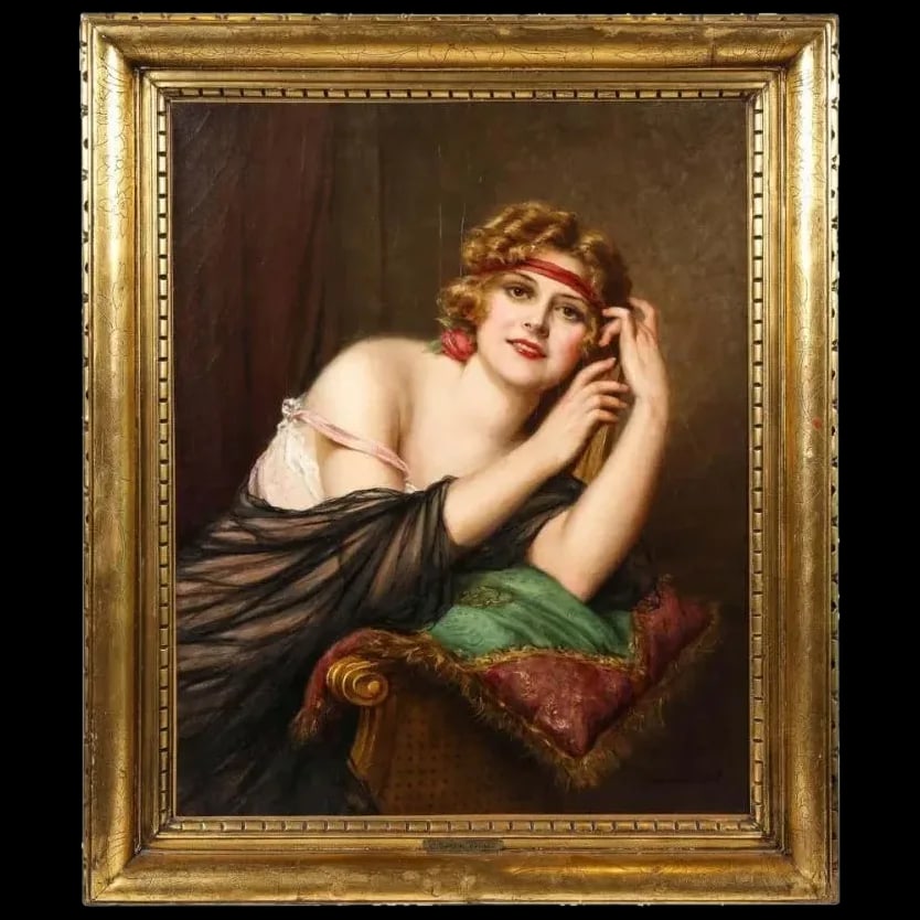 Francois Martin Kavel Francois Martin Kavel (French, 1861-1931) Portrait of an Elegant Woman: Francois Martin Kavel (French, 1861-1931) Portrait of an Elegant Woman Oil on Canvas Painting, circa 1890, with Original gilt-wood frame. Signed Martin Kavel, lower right. With frame: 39" high x 33" w