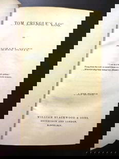 1845 Tom Cringle's Log Voyages Jamaica: Tom Cringle's Log, by Michael Scott, published William Blackwood and Co. and printed at Edinburgh by Thomas Allan. 542 pages. Marbled boards with leather spine. Binding Very Good with crack along fron