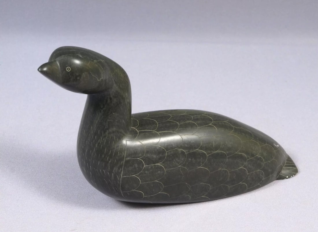 Inuit Eskimo Native American Soapstone Carving LOON Signed Canada Sticker (1 of 7)