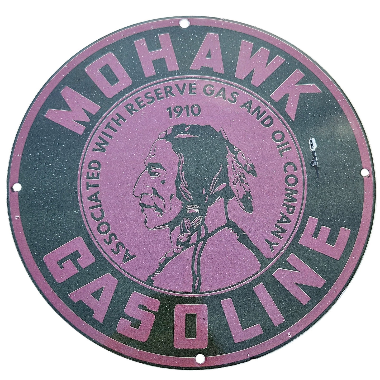 Vintage Mohawk Gasoline Porcelain Sign - Classic Automotive Collectible, 12 Inches (1 of 2)