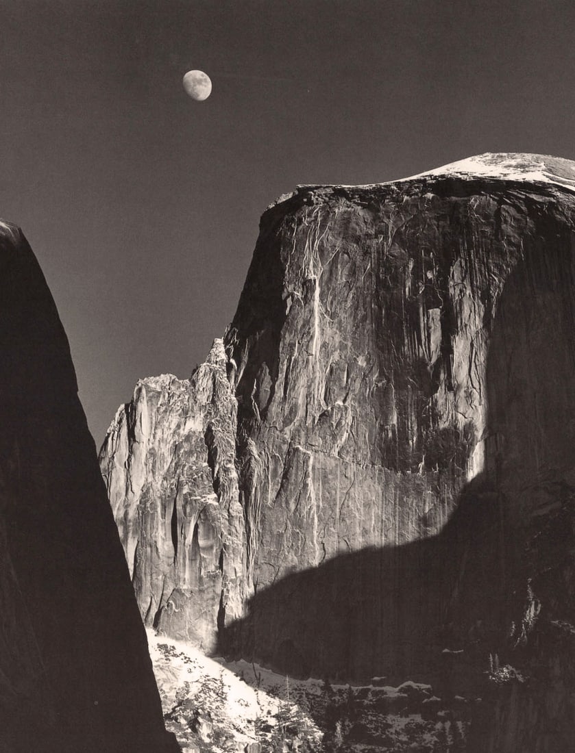 ANSEL ADAMS -  Moon and Half Dome, Yosemite Valley,  c. 1960 (1 of 1)