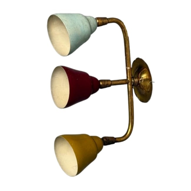 Italian Mid-Century Modern, Three Light Wall Sconce, Metal, Tri-Color Aluminum (1 of 1)