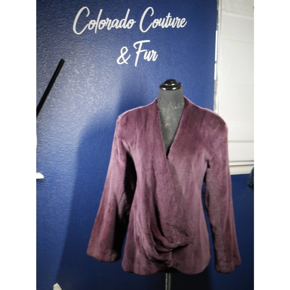 Gorgeous Unique Purple Sheared Mink Gathered fitted Fur Coat Jacket (1 of 7)