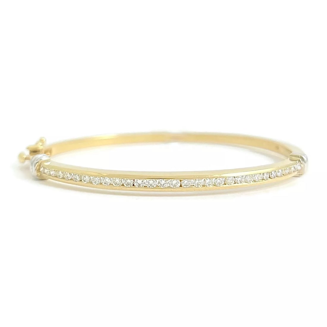 Diamond Channel-Set Bangle Bracelet 14K Yellow Gold, 6.5 Inch, 1.02 CTW (1 of 8)