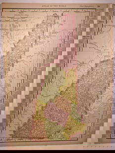 New Hampshire 1895: Title: New Hampshire 1895 Date: 1895 Material: paper Dimensions: Approx. 13.5"x11" Description: Rand McNally Co. Reserve: $25.00 Shipping: Domestic: Flat-rate of $15.00 to anywhere within the contiguo
