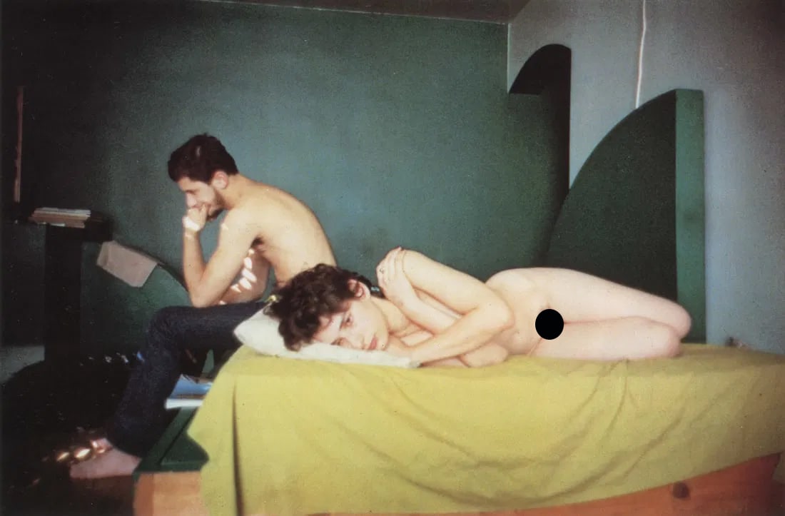 NAN GOLDIN - Janet And Richard In Chicago, 1977: Artist: Nan Goldin Title: Janet And Richard In Chicago, 1977 Medium: Photo Litho, 2005, South Korea Dimensions: 8.4x5.55" Description: Heat Wax Mounted on 8.5x11" Conservation Board Artist Bio: Nancy 