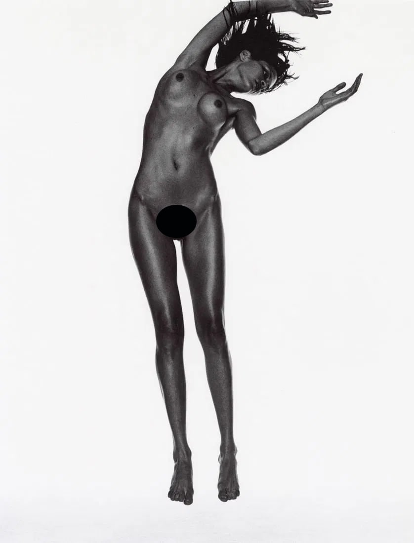 MICHAEL THOMPSON - Arching Female Figure, NYC, 1997: Artist: Michael Thompson Title: Arching Female Figure (Frankie Rayder), New York City, 1997 Medium: Photo Litho, 2005, Germany Dimensions: 9.7x12.75" Description: Heat Wax Mounted on 12x16" Conservati