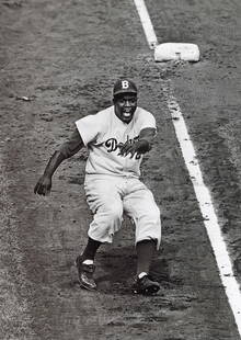 RALPH MORSE - Jackie Robinson, 1955: Artist: Ralph Morse Title: Jackie Robinson, 1955 Medium: Photo Litho, 2008, Thailand Dimensions: 8.8x12.4" Description: Heat Wax Mounted on 12x16" Conservation Board Artist Bio: Ralph Theodore Morse w