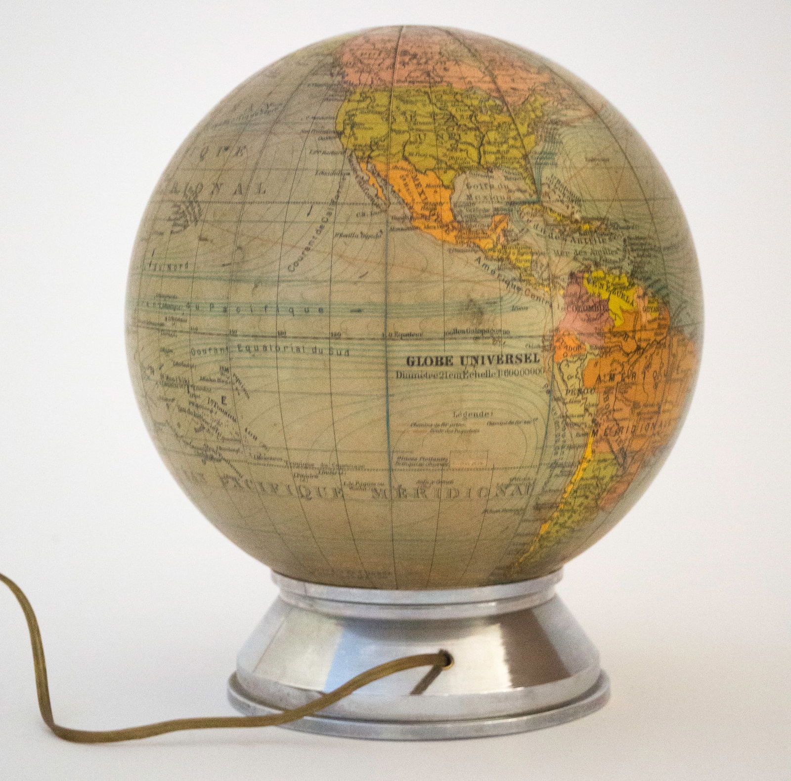 French Art Deco 1930 Forest antique terrestrial lighted globe 9 inches (1 of 5)