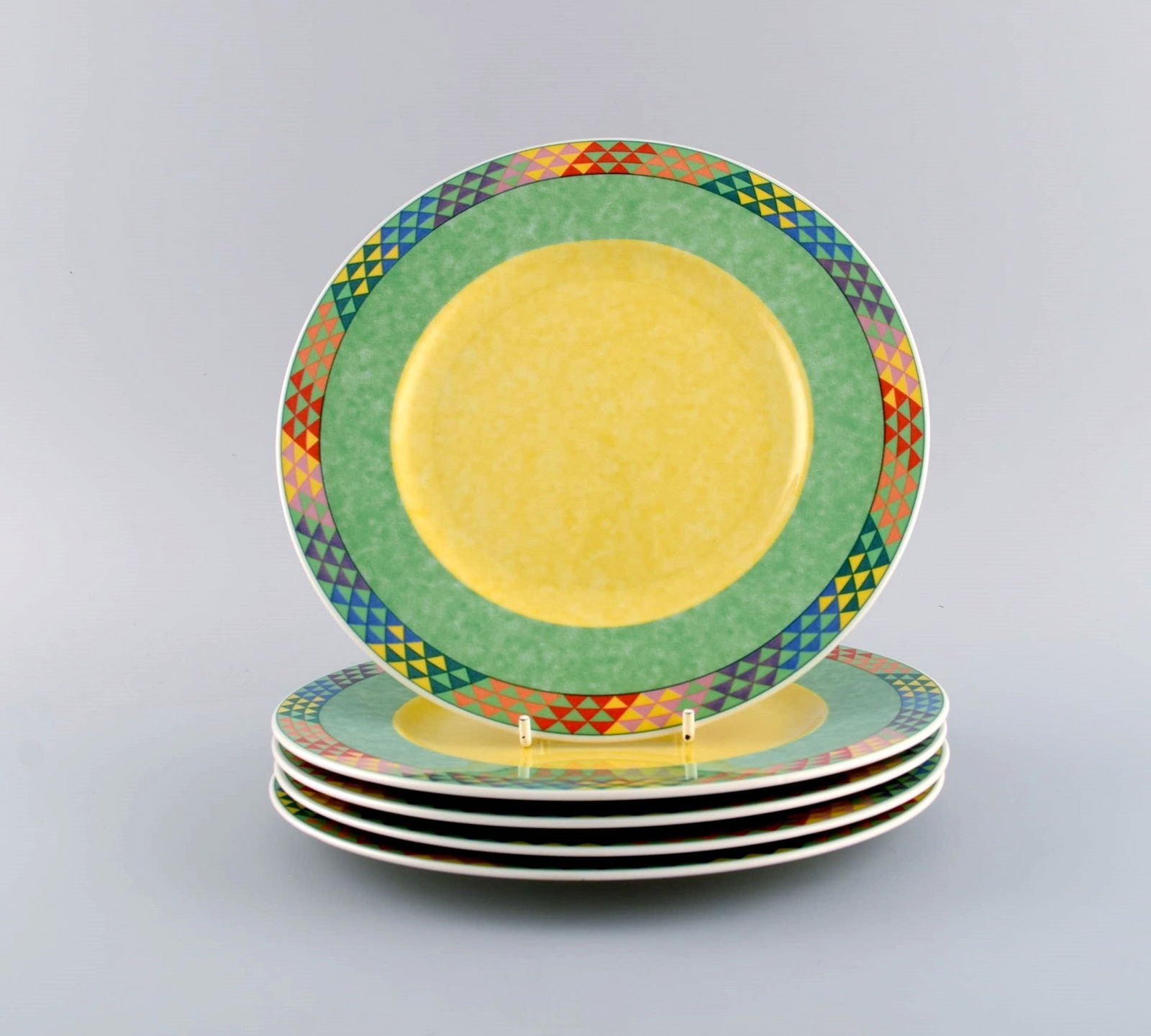 Gallo Design, Germany. Five Pamplona porcelain plates. Colorful decoration. Late 20th century. (1 of 4)