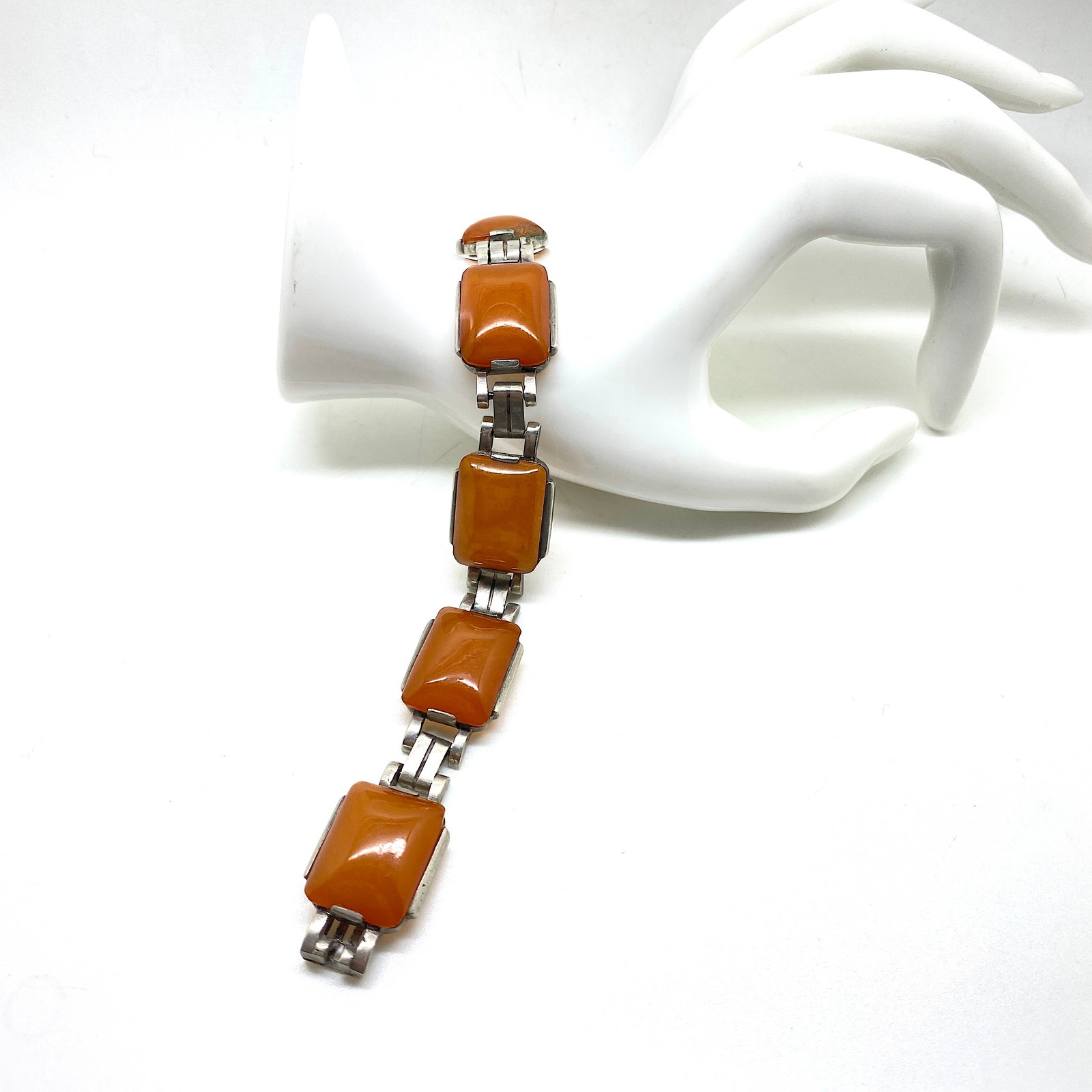 Incredible Unique Vintage Amber Bracelet made from Hand Carved Amber beads (1 of 8)