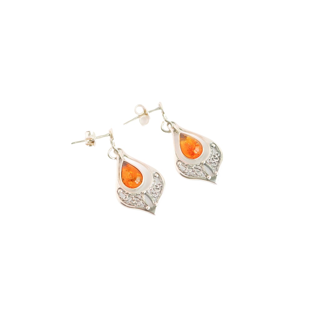 Baltic Amber Boho Chic Dangle Earrings In 925 Sterling Silver (1 of 5)