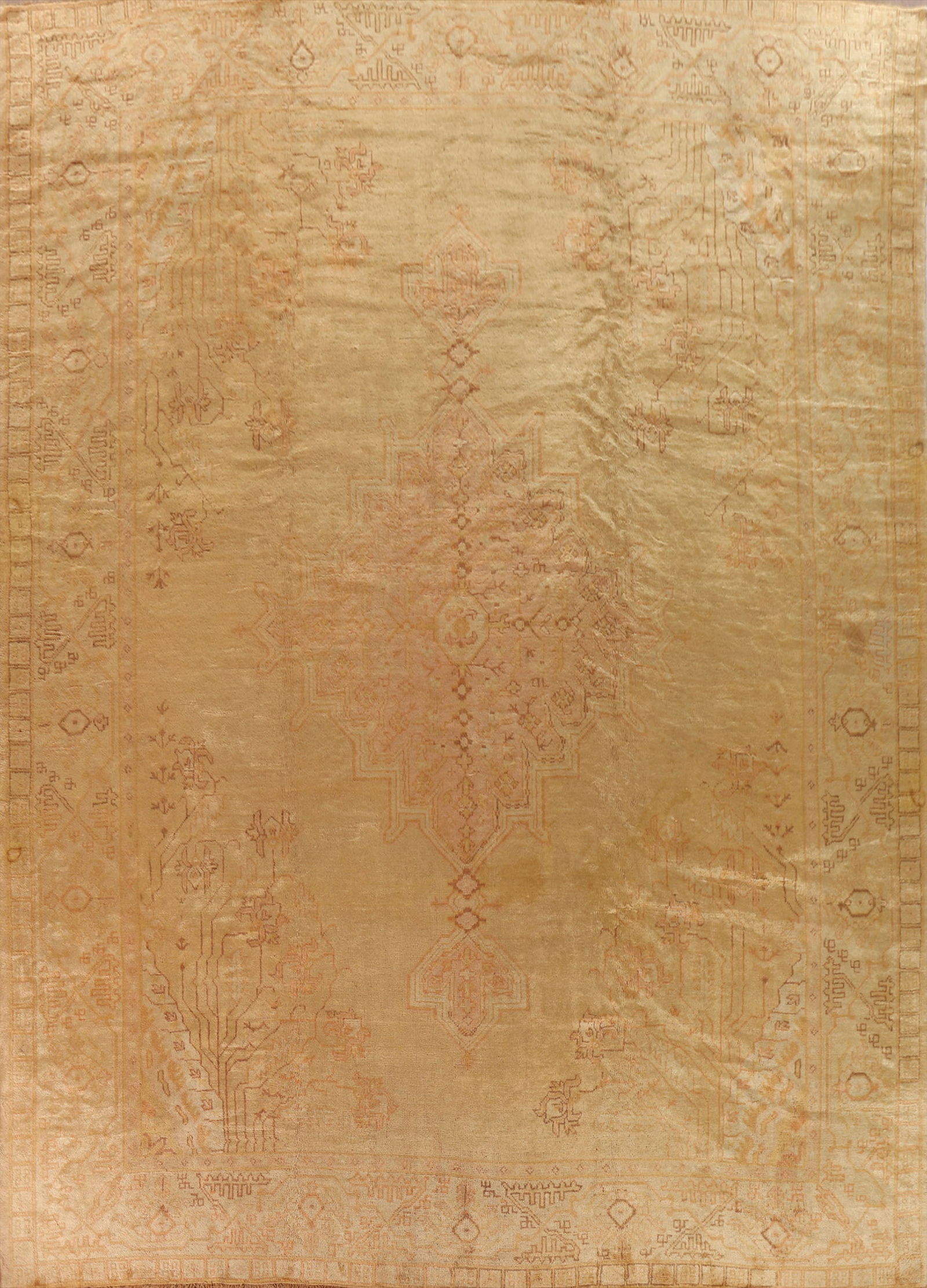 Vegetable Dye Oushak Antique Large Turkish Rug 13x16: Title: Vegetable Dye Oushak Antique Large Turkish Rug 13x16 Description: A Beautiful Genuine Turkey Oushak (100% Vegetable Dye) rug is Hand Knotted by skillful weavers in Turkey with