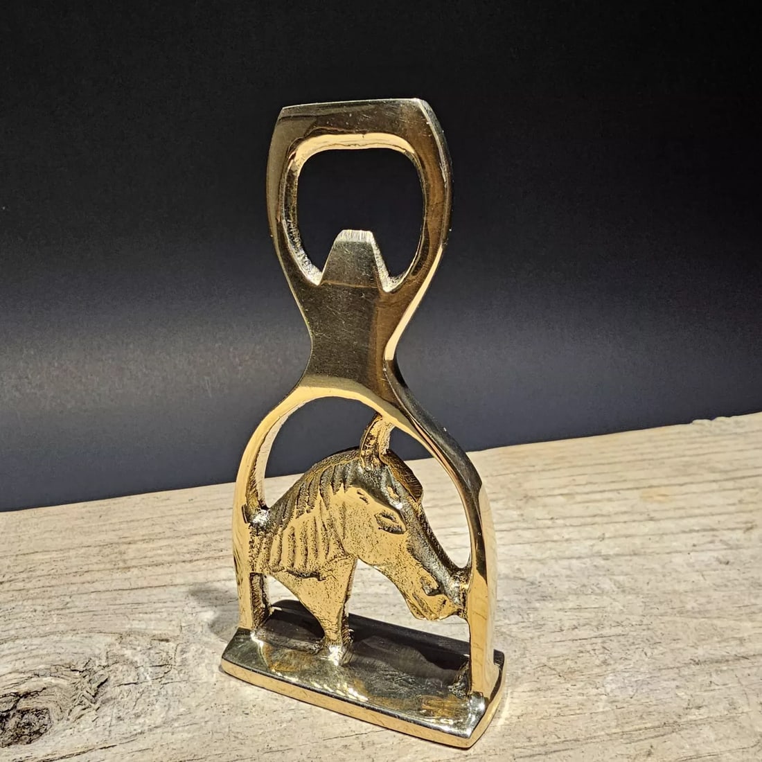 4 1/2" Brass Horse Head Stirrup Bottle Opener (1 of 9)