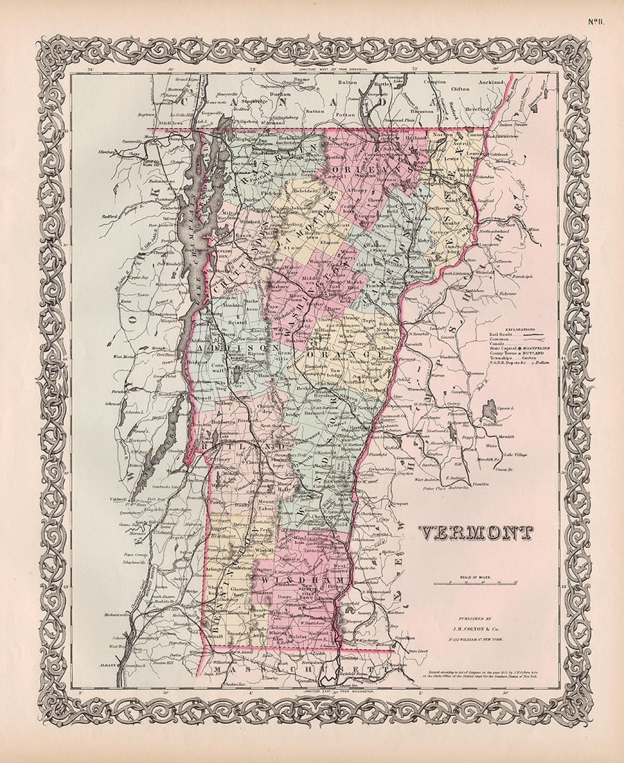 RR map of Vermont by Colton, 1856 (1 of 5)