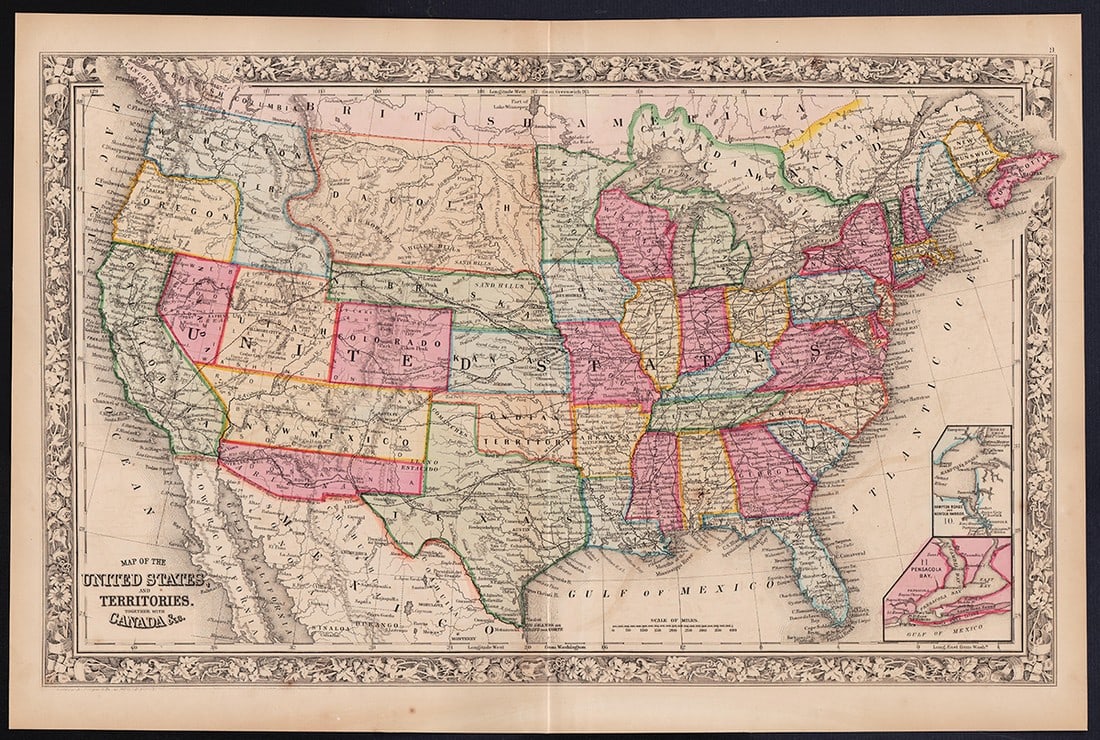 Scarce 2nd ed. of Mitchell United States map (1 of 4)