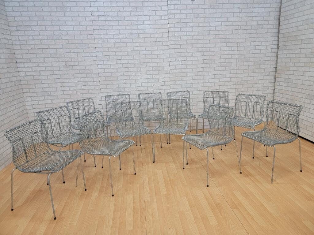 Vintage Niall OFlynn for Spectrum Rascal Metal Outdoor Chairs - Set of 13: Vintage from the 1990s Materials: metal Overall width: 17.72 inches Overall height: 31.5 inches Overall depth: 22.45 inches Seat height: 17.72 inches " Vintage Niall O`Flynn for Spectrum Rascal Metal