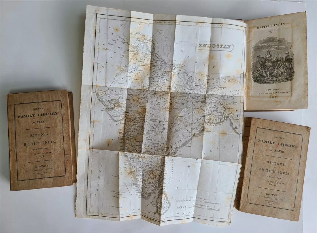 1833 HISTORY of BRITISH INDIA 3 volumes w/ MAP antique in ENGLISH (1 of 8)