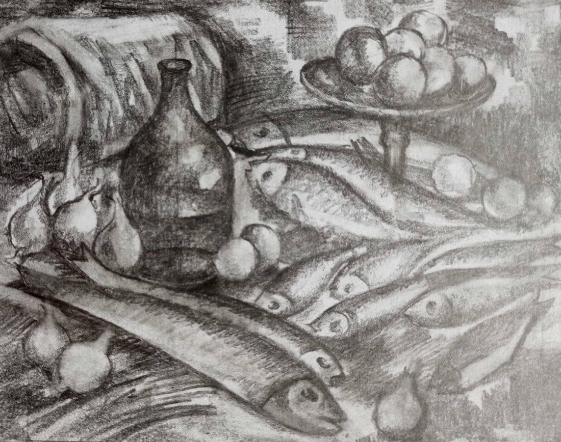 Pencil painting Wine and fruit Peter Tovpev: №Dobr 706 *** ABOUT THIS PAINTING *** * TITLE: "Wine and fruit" * ARTISTS: Peter Tovpev * SIZE: 16x18 cm/'6.29x7.08 inches' * MEDIUM: pencil, paper * HAND PAINTED: Original painting from our col