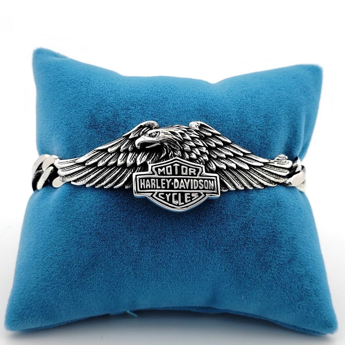 925 Sterling Silver Harley Davidson Men's Bracelet (1 of 7)