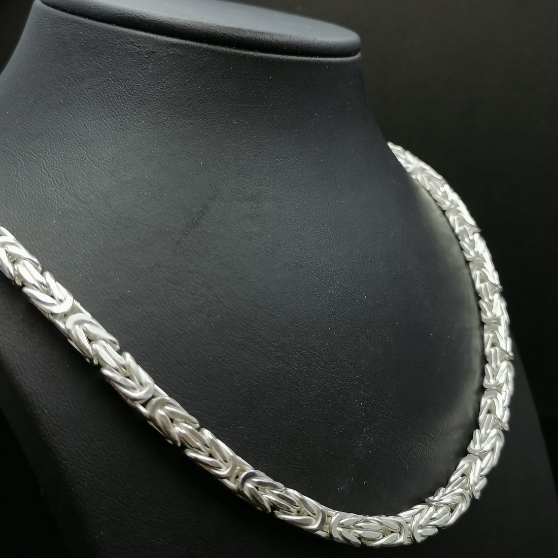 925 Sterling Silver Square Byzantine King's Chain,Men Necklace (1 of 6)