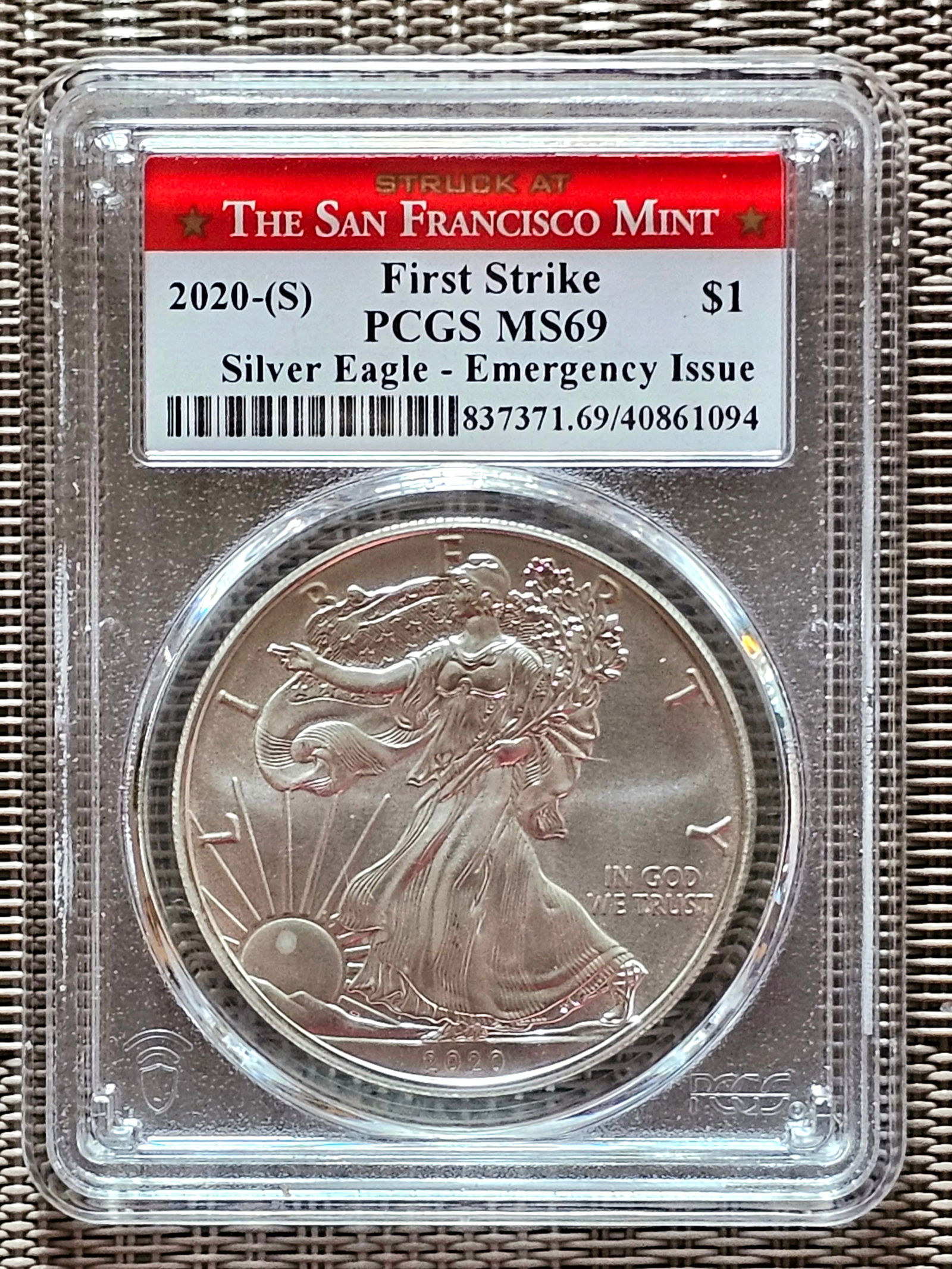 2020-S First Strike PCGS MS69 Silver Eagle - Emergency Issue (1 of 2)