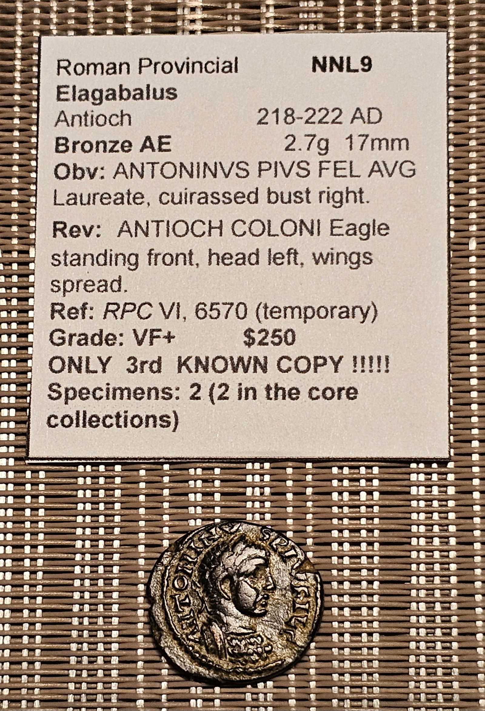 3rd known copy!!! Roman Provincial Elagabalus (1 of 3)