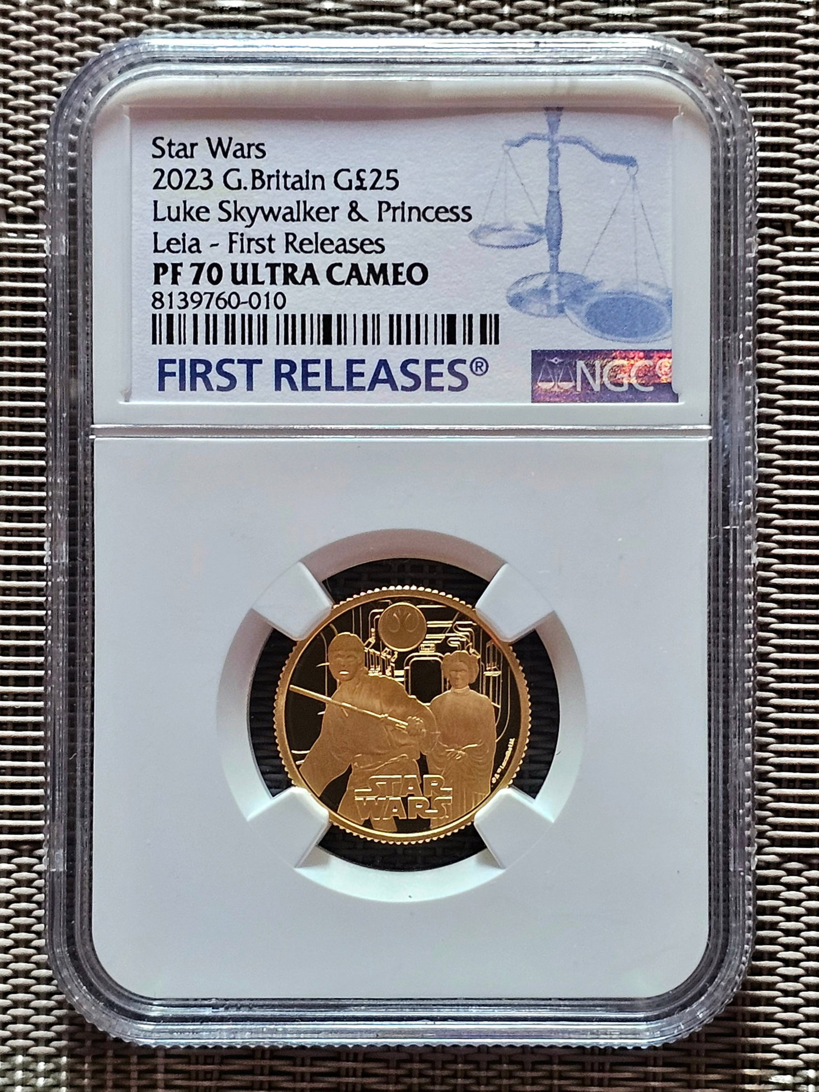 Gold Ultra Cameo Luke Skywalker & Princess Leia NGC PF 70 - 2023 Great Britain Charles III 1/4oz (1 of 4)