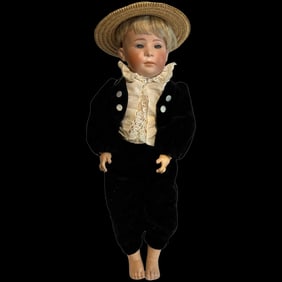Antique Doll, Heubach, Pouty Boy, Bisque Head, Glass Sleep Eyes, Ball-Jointed, c.1912