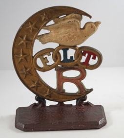 Crescent Moon Cast Iron Fraternal Lodge Doorstop