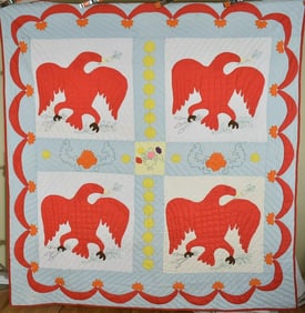 Patriotic Vintage Eagle Four Block Quilt