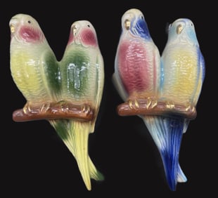 VINTAGE PARAKEET Bird WALL POCKETS