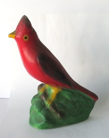 Vintage cast material Cardinal garden ornament.