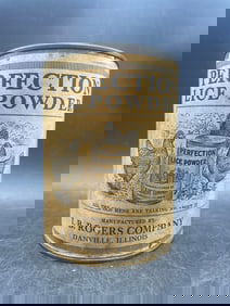 Scarce C. 1880 PERFECTION LICE POWDER 2.5 LB PAPER LABEL CAN SIGN FARM CHICKENS