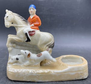 FOX HUNTING FIGURINE CIGARETTE HOLDER AND ASH TRAY MADE IN JAPAN