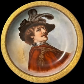 Rosenthal Germany Painted Porcelain bowl , Ca. 1900, Portrait Of Man, Dia. 8''