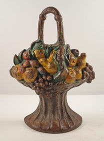 Antique Fruit Basket Cast Iron Albany Doorstop