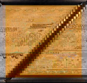 Needlework House Sampler dated 1826 by Louisa Wright