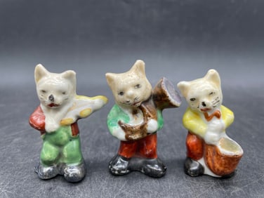 Vintage CERAMIC CAT BAND FIGUINES JAPAN