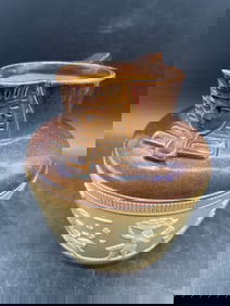 RARE 19th C. Doulton Lambeth English stoneware Classical Egyptian scene Jug